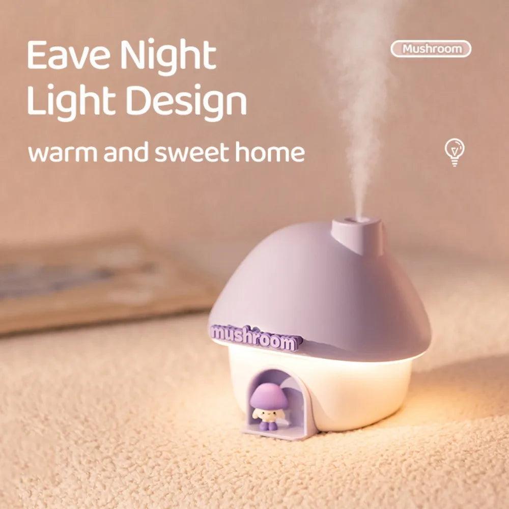 Colorful Mushroom House Humidifier - 300ml Mini Essential Oil Diffuser with Ultrasonic Technology