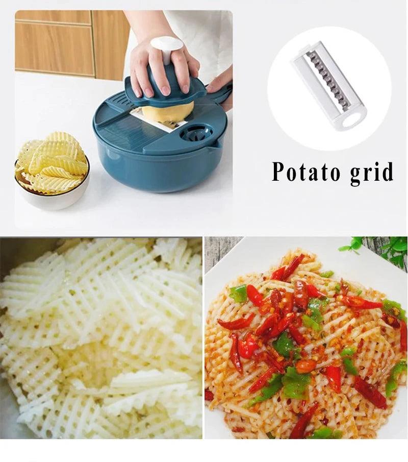 9-in-1 Vegetable Cutter - Multi-Functional Slicer  Grater Kitchen Tool