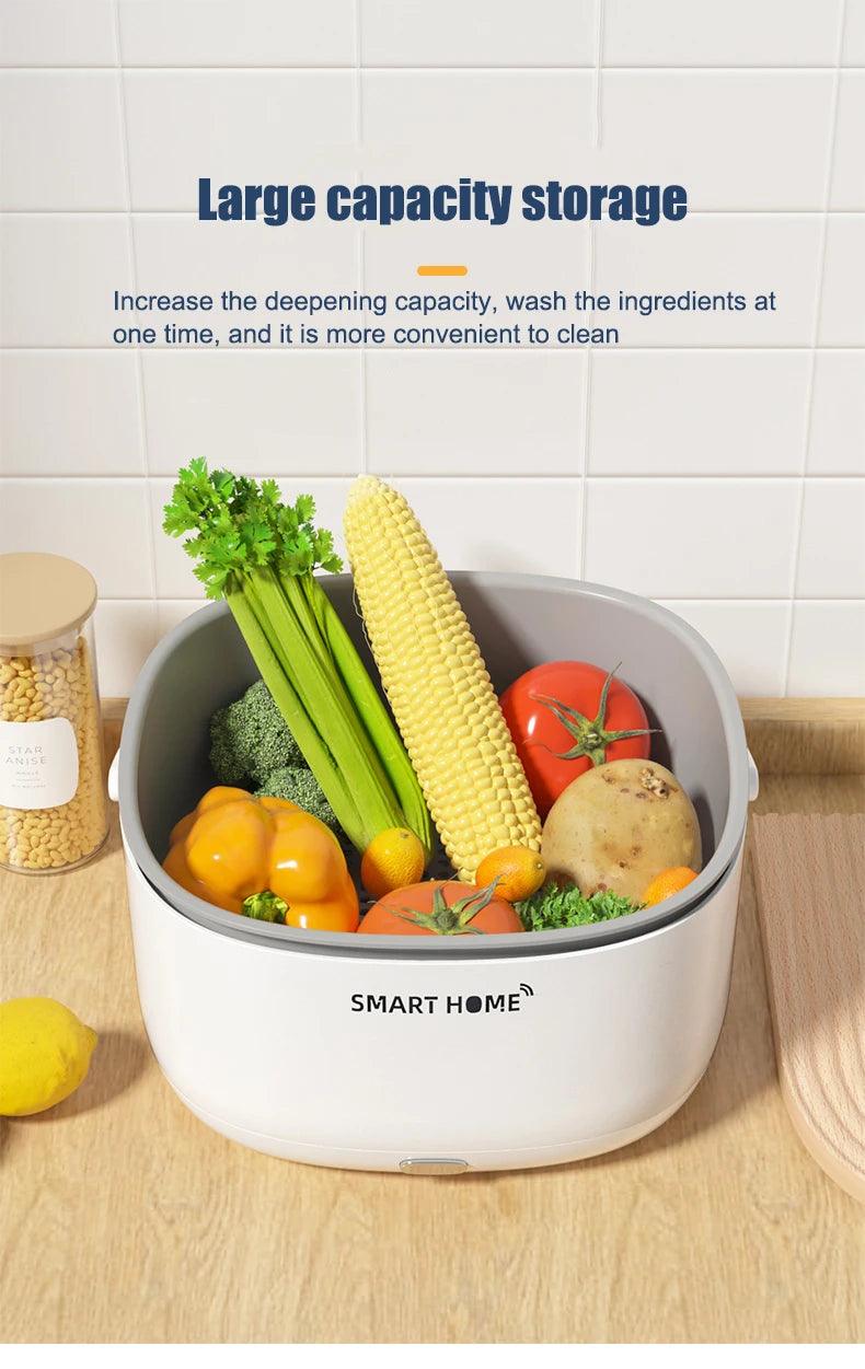 Ultrasonic Fruit and Vegetable Washing Machine - Large Capacity Food Purifier