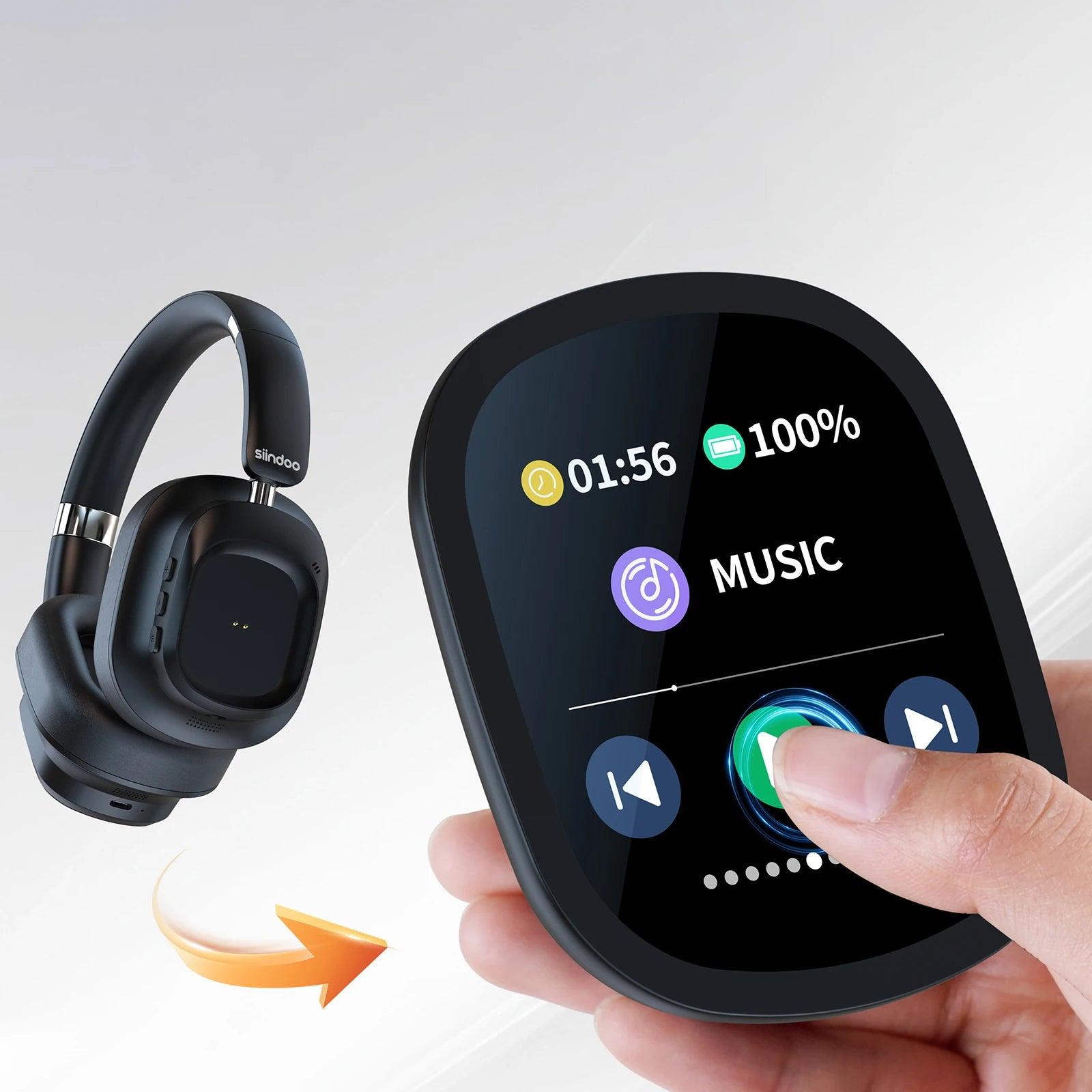 Hybrid Wireless Noise Cancelling Headphones - Touch Control with LED Screen