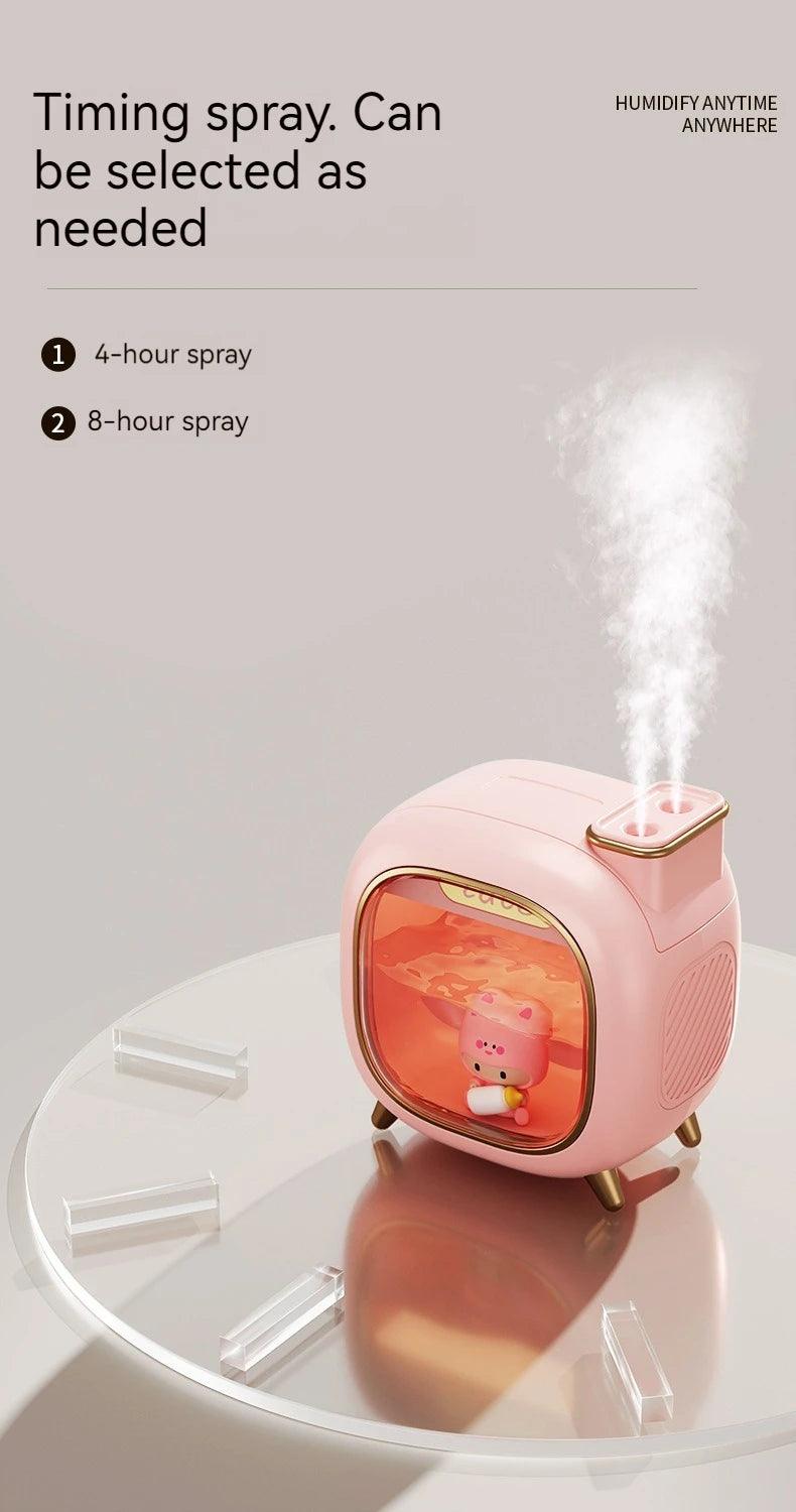 Mini USB Double Spray Humidifier - Night Light Aroma Hydration Device for Home and Bedroom