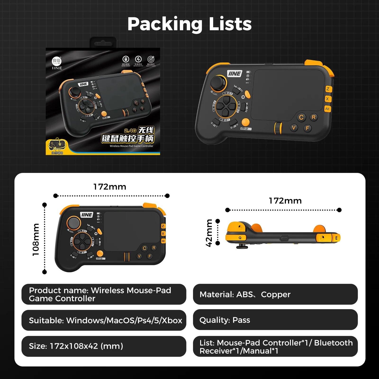 Wireless Touchpad Mouse and Keyboard Combo - Ergonomic Controller Set