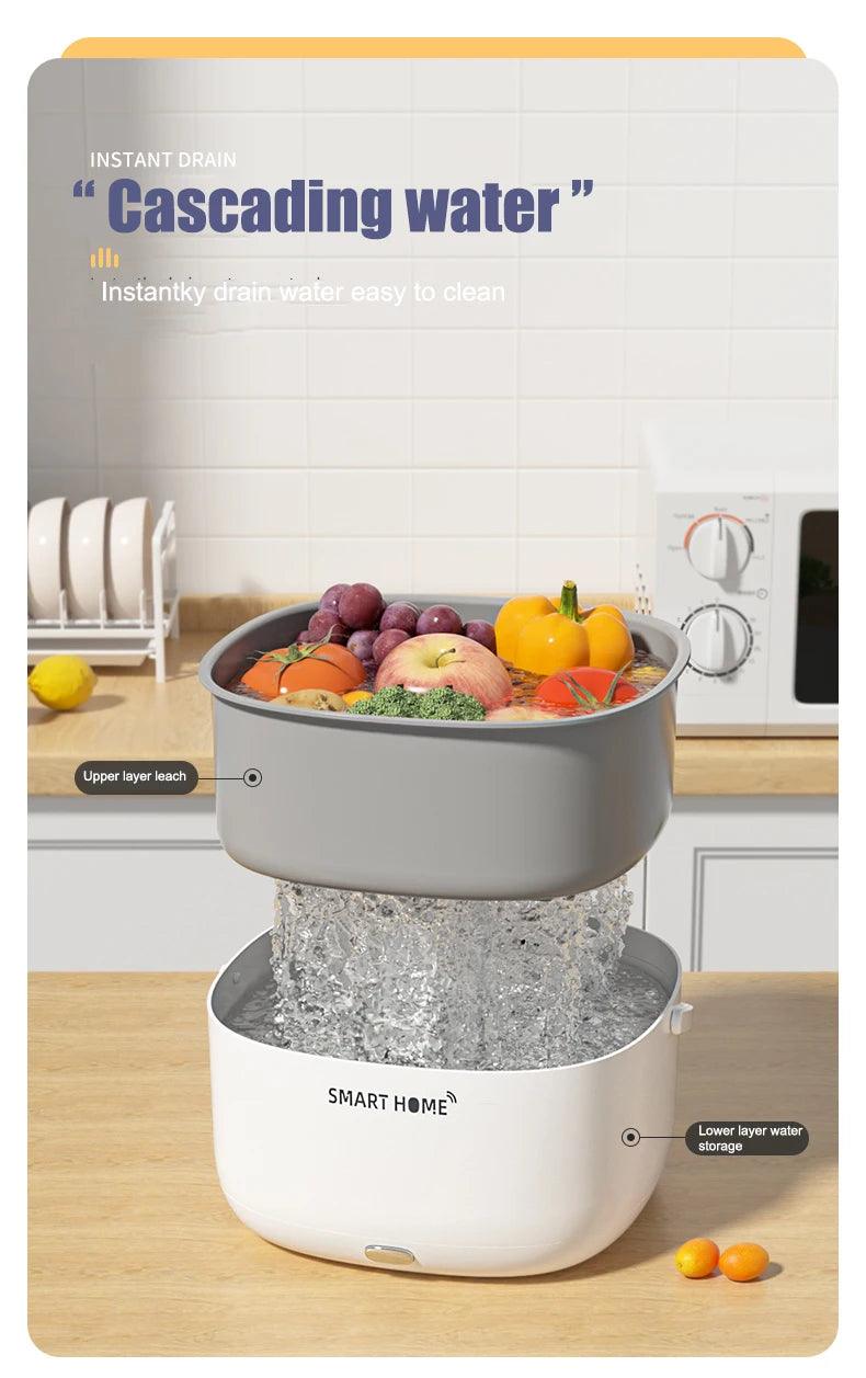 Ultrasonic Fruit and Vegetable Washing Machine - Large Capacity Food Purifier