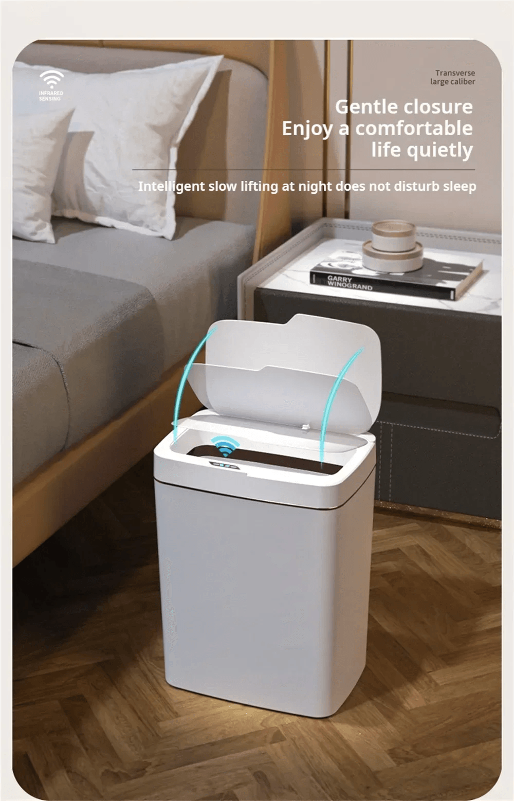 Smart Sensor Trash Can - 15L Automatic Non-Contact White Bathroom Bin