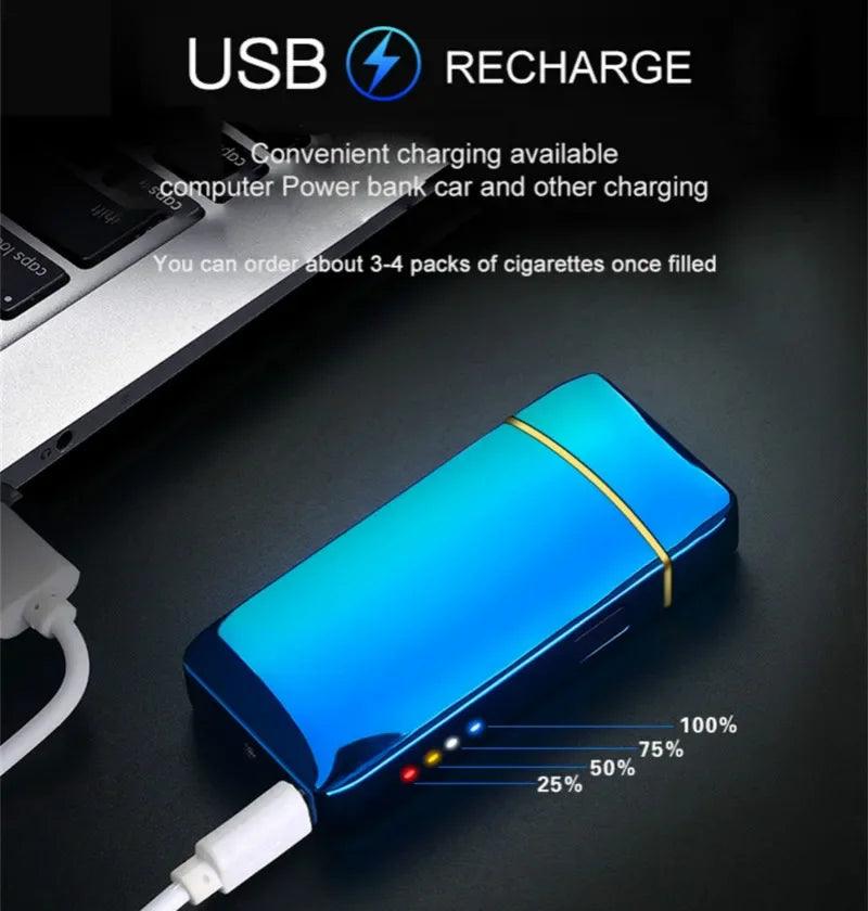 Flameless USB Plasma Lighter - Rechargeable Windproof Double Arc with LED Display