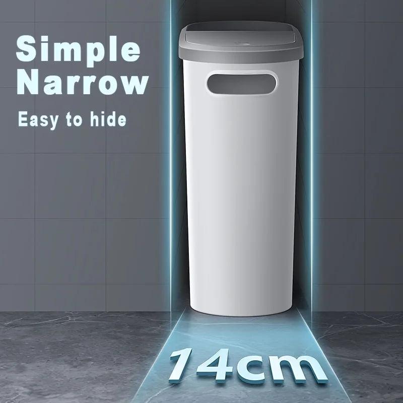 Large Capacity Silent Plastic Bathroom Garbage Bin - Space Saving Design