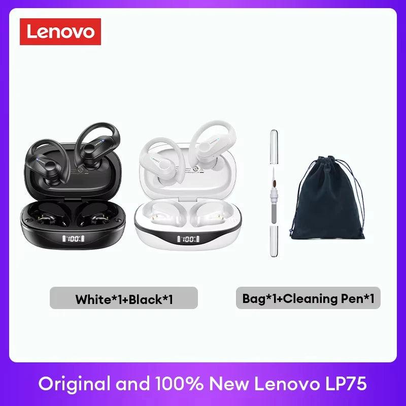 Lenovo LP75 TWS Bluetooth 53 Headphones - Wireless LED Display Noise Reduction Waterproof