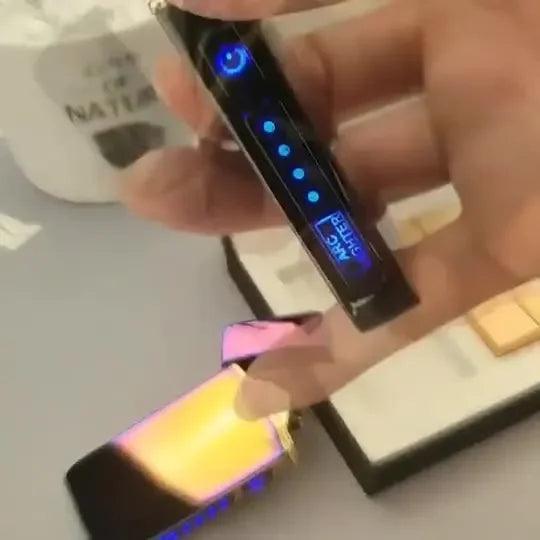 Flameless USB Plasma Lighter - Rechargeable Windproof Double Arc with LED Display