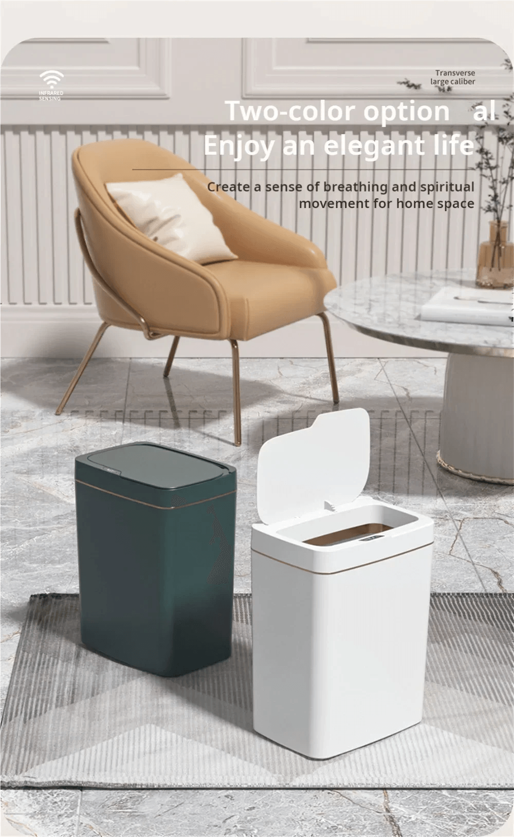 Smart Sensor Trash Can - 15L Automatic Non-Contact White Bathroom Bin