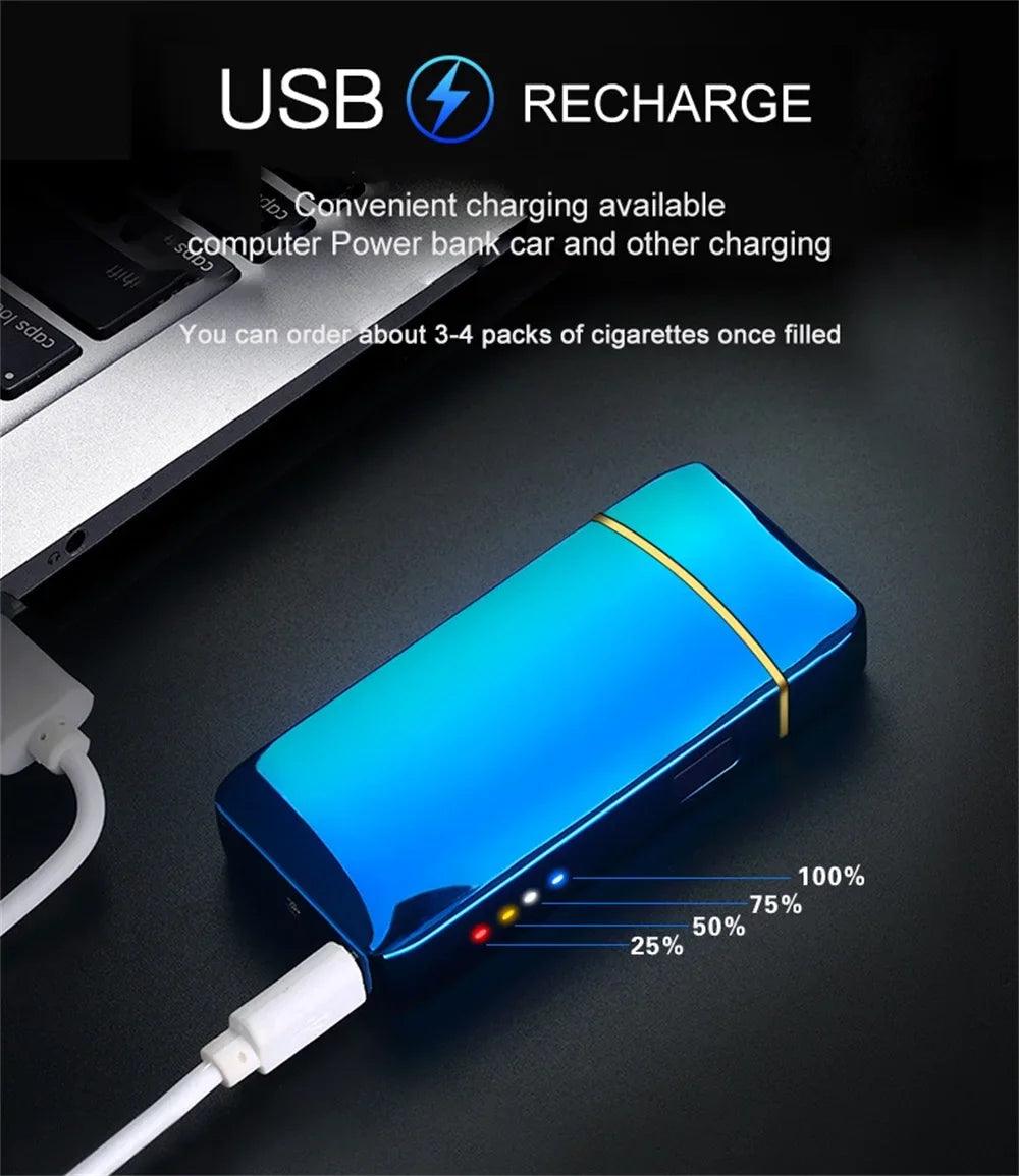 Flameless USB Plasma Lighter - Rechargeable Windproof Double Arc with LED Display