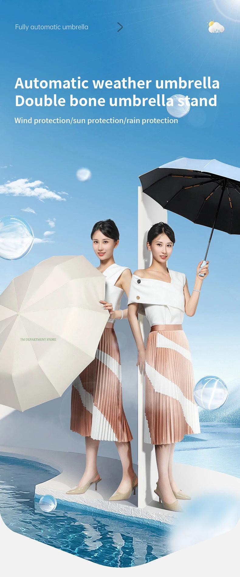 Large Automatic Windproof Umbrella - Anti-UV Travel Rain Umbrella for Men  Women