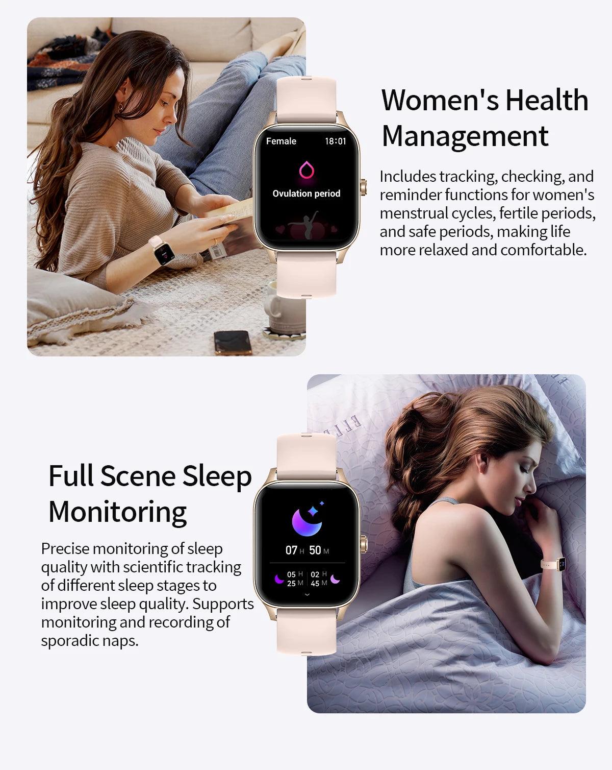 Smartwatch for Men and Women - 185 HD Display Health Monitor Bluetooth Call