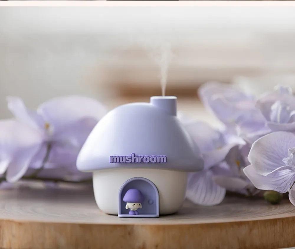 Colorful Mushroom House Humidifier - 300ml Mini Essential Oil Diffuser with Ultrasonic Technology