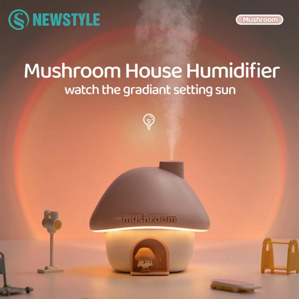 Colorful Mushroom House Humidifier - 300ml Mini Essential Oil Diffuser with Ultrasonic Technology - STOREBLITZ