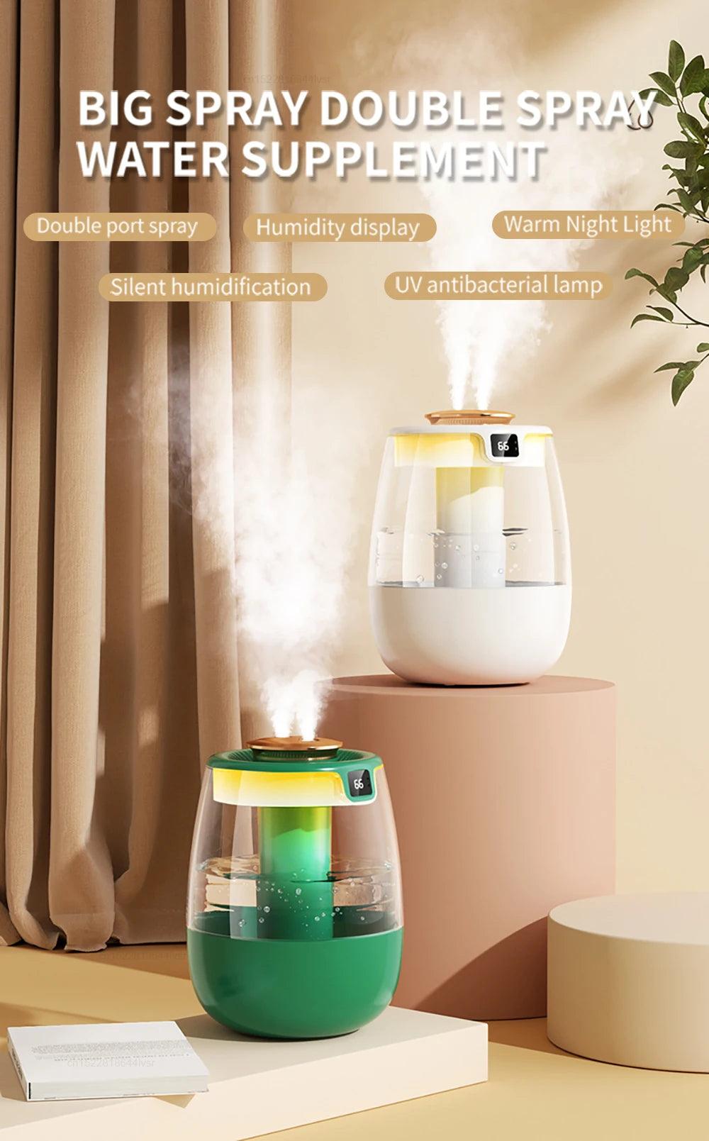 Large Capacity Dual Spray Humidifier - USB Desktop Mist Maker for Home  Office