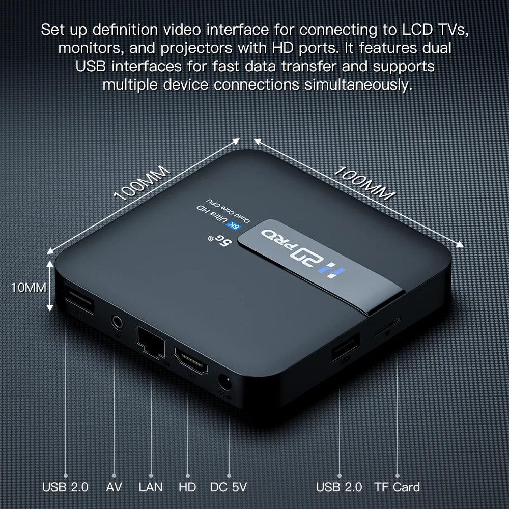 H20PRO Android TV Box - 4K Media Player Android 100 16GB Dual Band WiFi