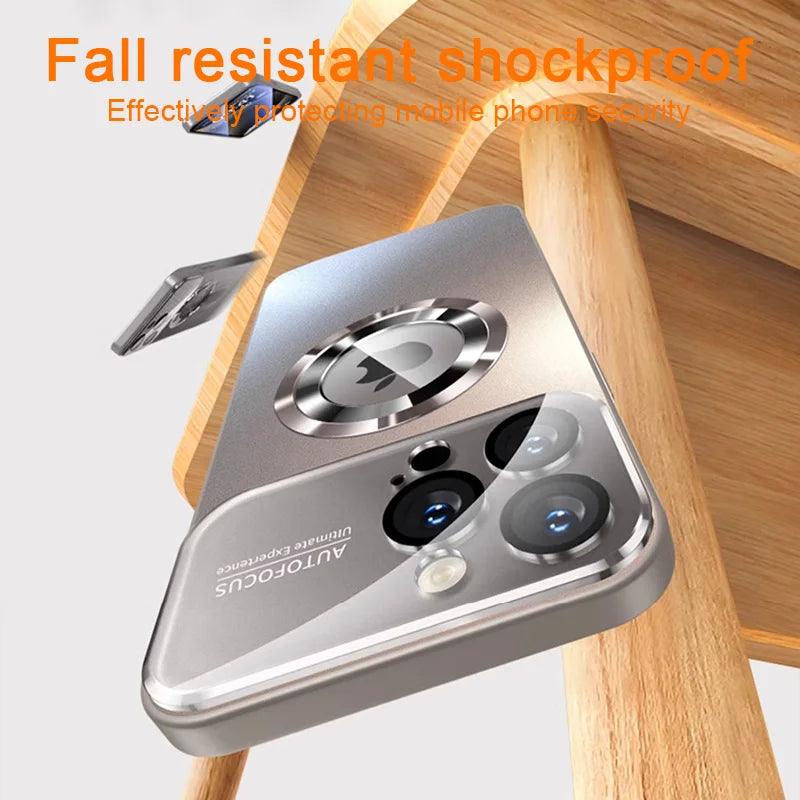 Magnetic Wireless Charging Case for iPhone 11-16 Pro Max - Shockproof with Glass Camera Lens