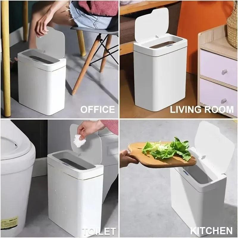 Smart Sensor Trash Can - 15L Automatic Non-Contact White Bathroom Bin