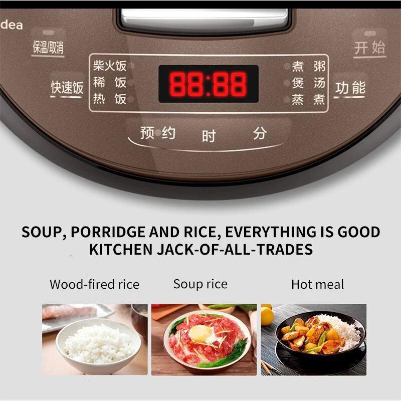 Midea 4L Mini Rice Cooker - Multifunctional for 2-4 People with Smart Features