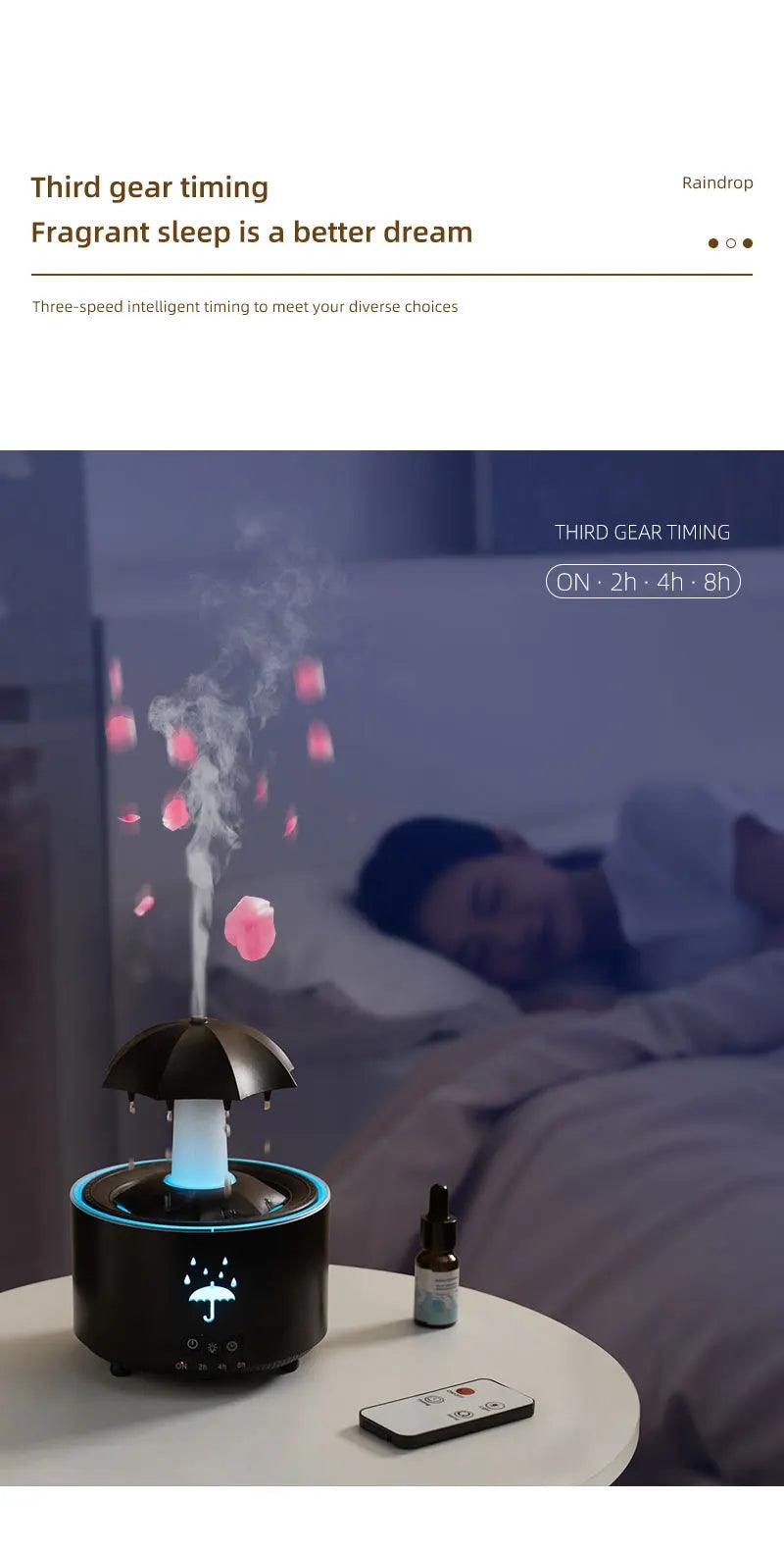 Creative Raindrop Humidifier  Aroma Diffuser with Colorful Light