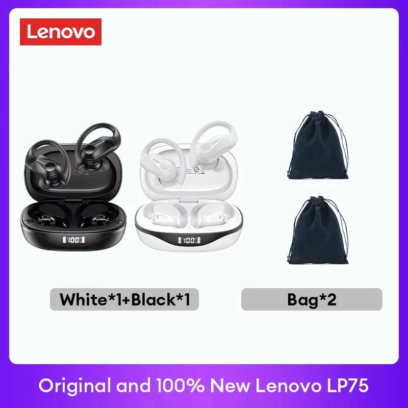 Lenovo LP75 TWS Bluetooth 53 Headphones - Wireless LED Display Noise Reduction Waterproof