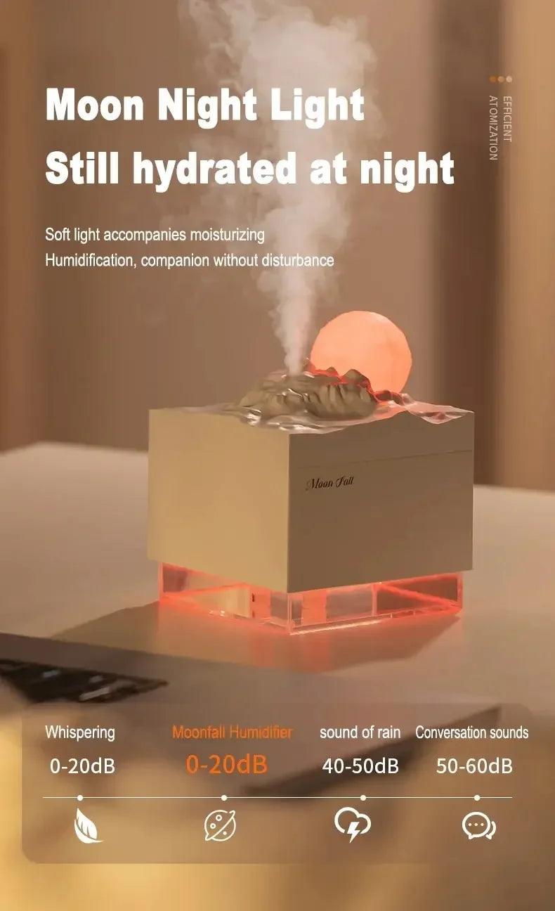 Aroma Diffuser  Humidifier with LED Moon Lamp - Essential Oil Night Light for Home or Office