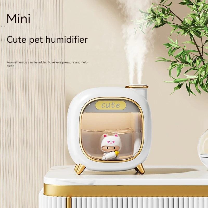 Mini USB Double Spray Humidifier - Night Light Aroma Hydration Device for Home and Bedroom