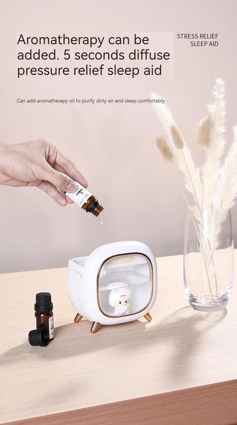 Mini USB Double Spray Humidifier - Night Light Aroma Hydration Device for Home and Bedroom