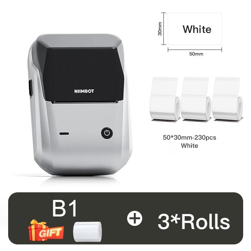 Portable Thermal Label Printer - NIIMBOT B1 Mini Bluetooth Adhesive Sticker Maker