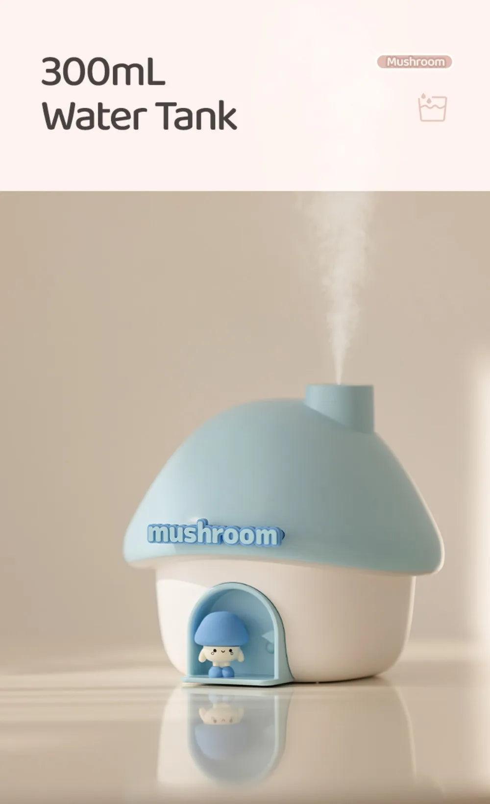 Colorful Mushroom House Humidifier - 300ml Mini Essential Oil Diffuser with Ultrasonic Technology