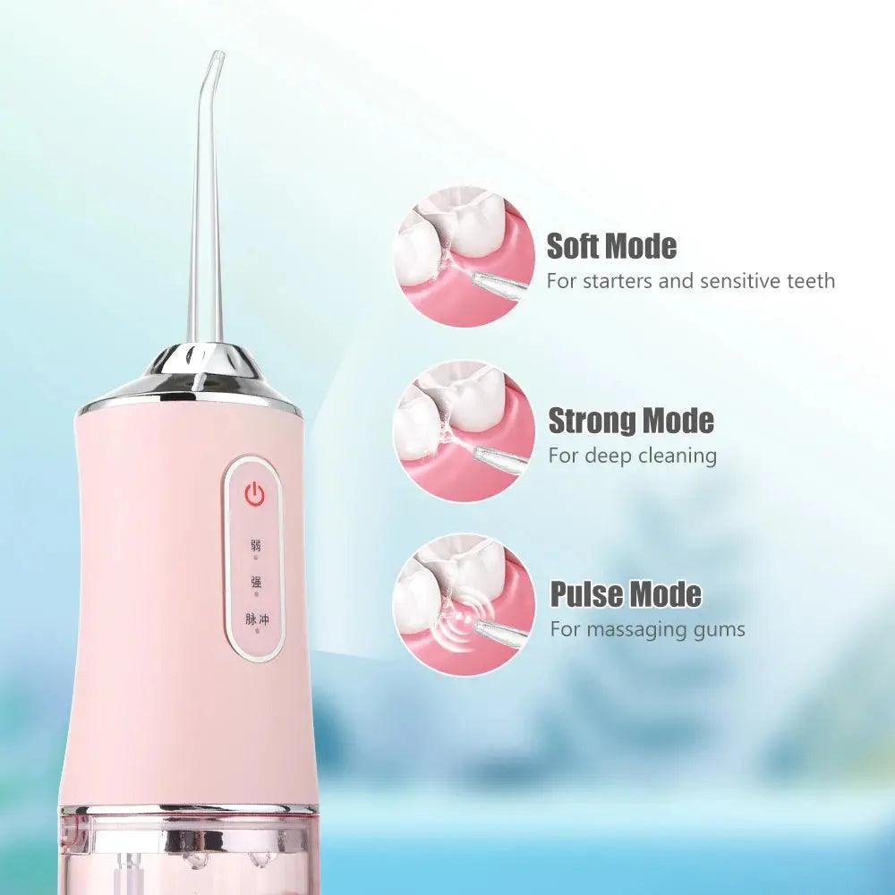 USB Dental Water Flosser | 4-Jet IPX7 Oral Irrigator with 3 Modes