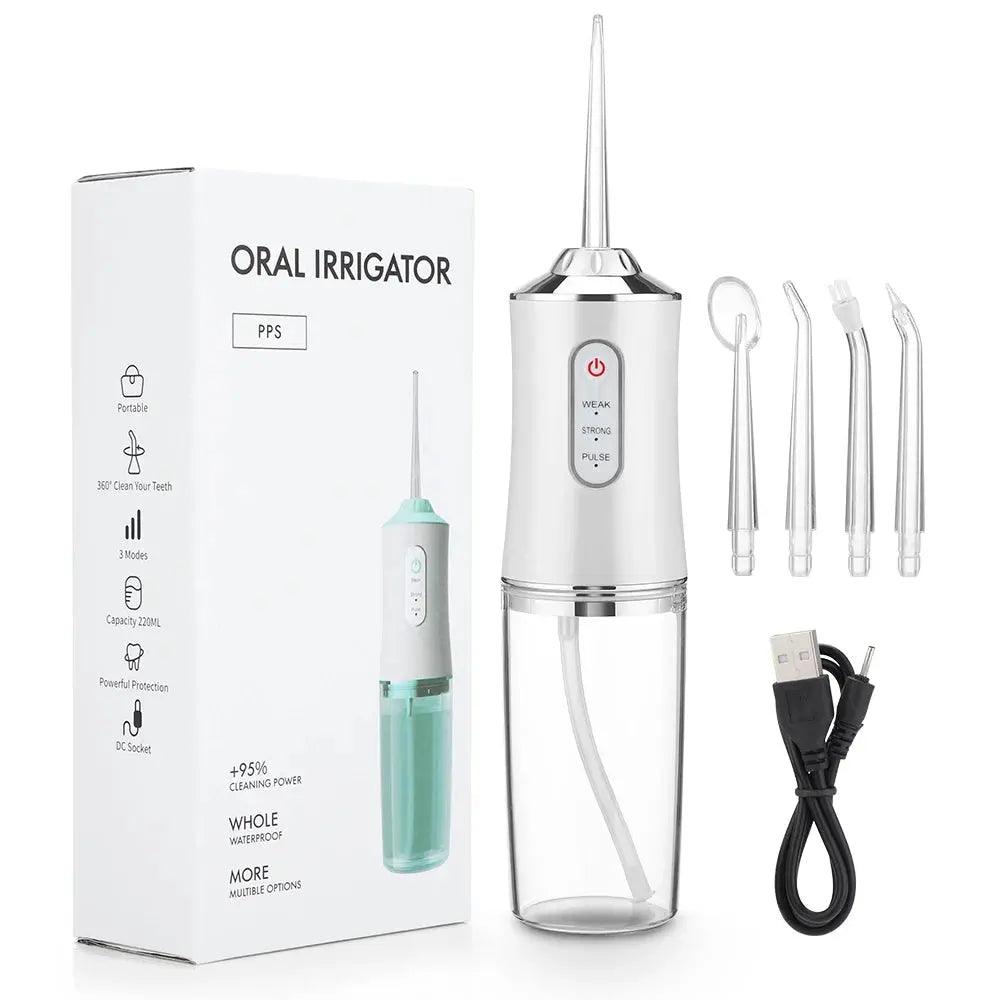 Hydropulseur dentaire USB | Irrigateur buccal IPX7 à 4 jets avec 3 modes