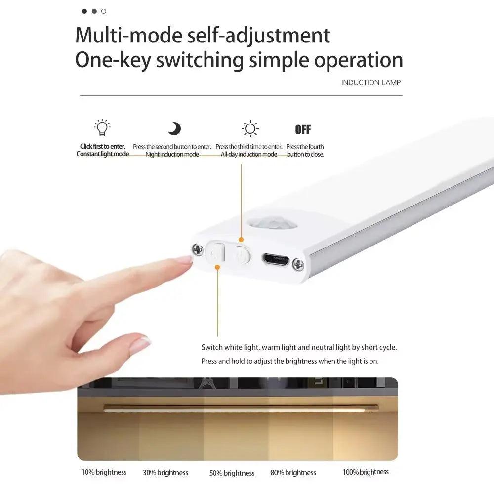 USB Motion Sensor LED Cabinet Light | 20-60cm Rechargeable Lamp