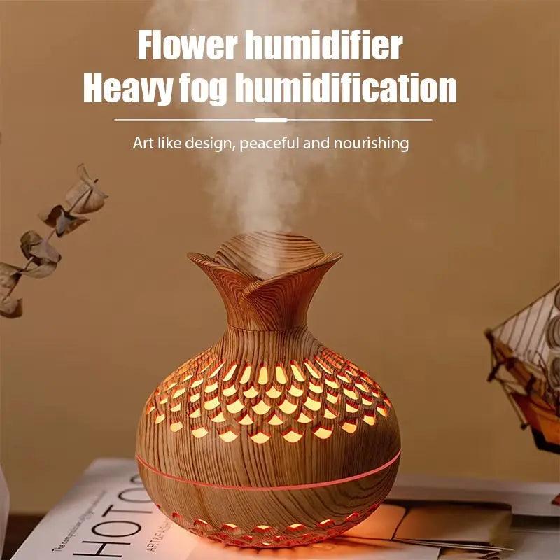 Humidificateur d'air USB à grain de bois - Diffuseur d'huiles essentielles à ultrasons Purificateur de parfum d'ambiance