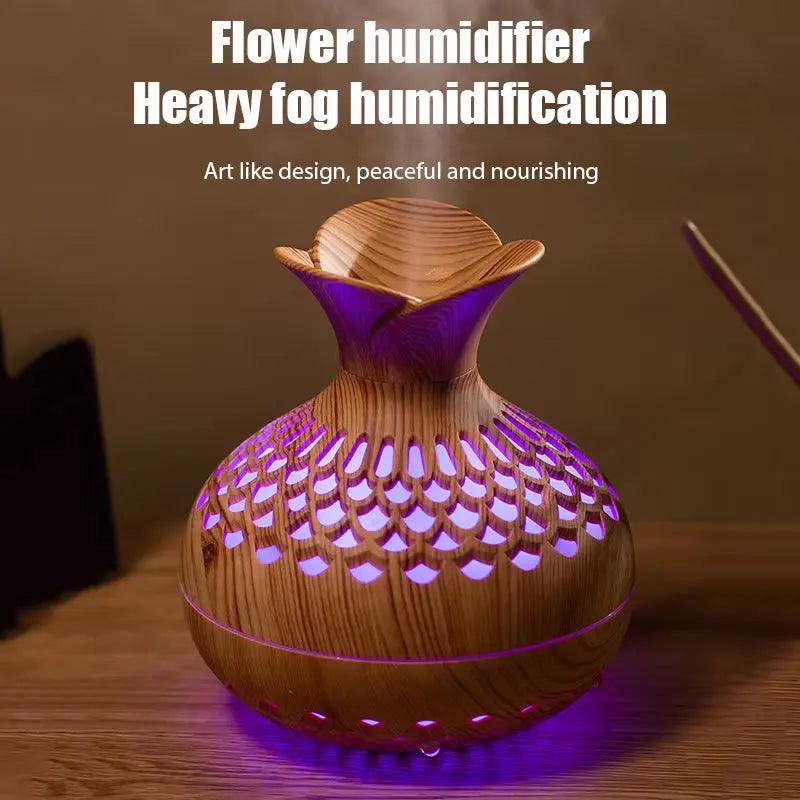 Humidificateur d'air USB à grain de bois - Diffuseur d'huiles essentielles à ultrasons Purificateur de parfum d'ambiance