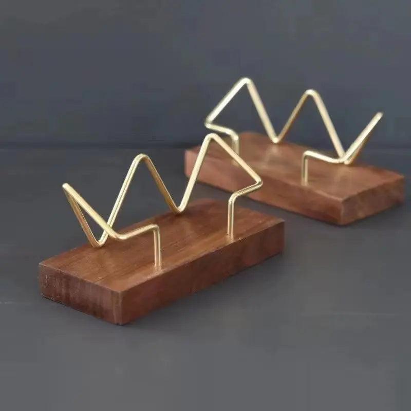 Wooden Business Card Display Stand - Modern Desk Organizer