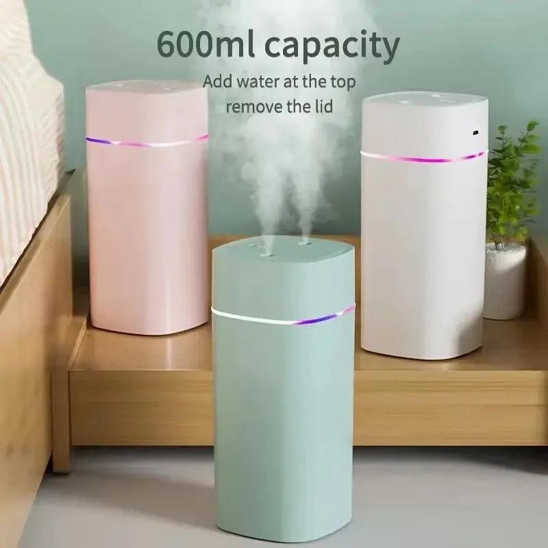 Humidificateur USB à double bec Xiaomi 600 ML | Diffuseur d'huiles essentielles silencieux pour la maison et la voiture