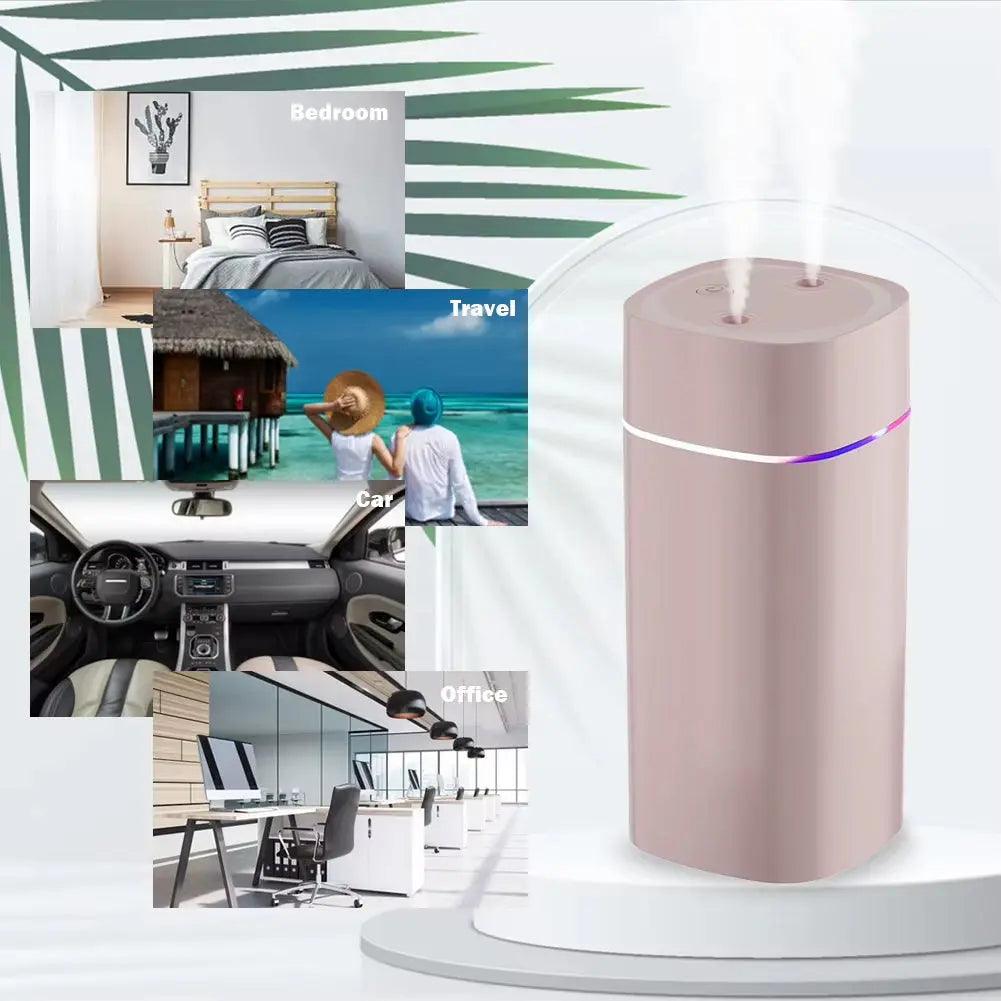 Xiaomi 600ML Dual-Spout USB Humidifier | Silent Essential Oil Diffuser for Home & Car