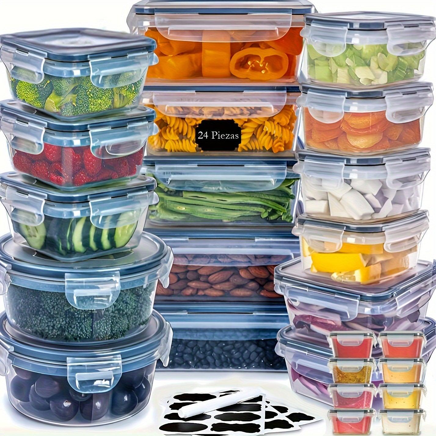 Airtight Meal Prep Container Set - 24 BPA-Free Food Storage Containers with Labels - STOREBLITZ