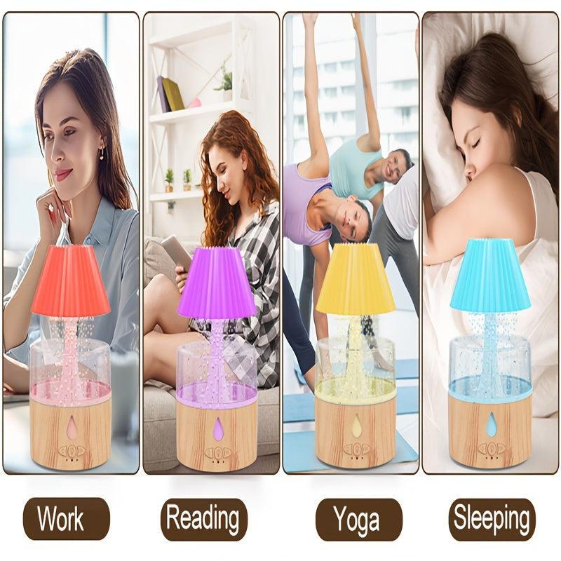 Color Changing Mushroom Aroma Diffuser  Humidifier with Rain Sound for Sleep