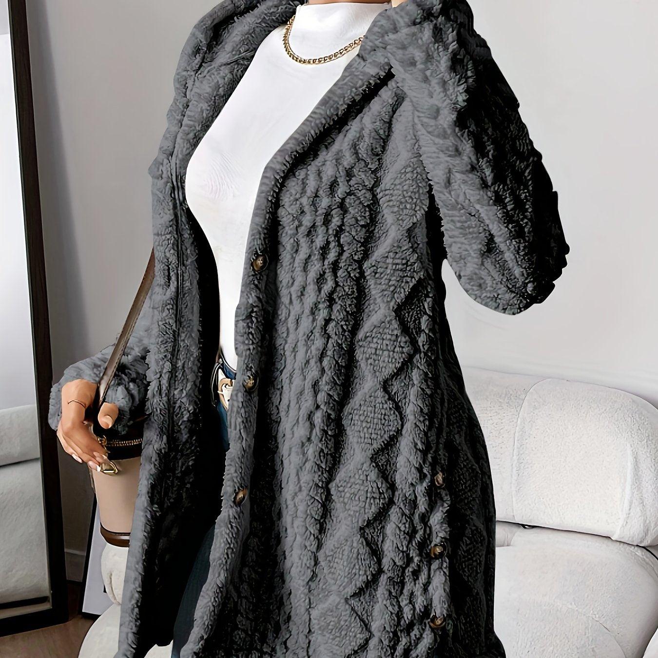 Cozy Quilted Faux Fur Cardigan - Elegant Hooded Outerwear for FallWinter