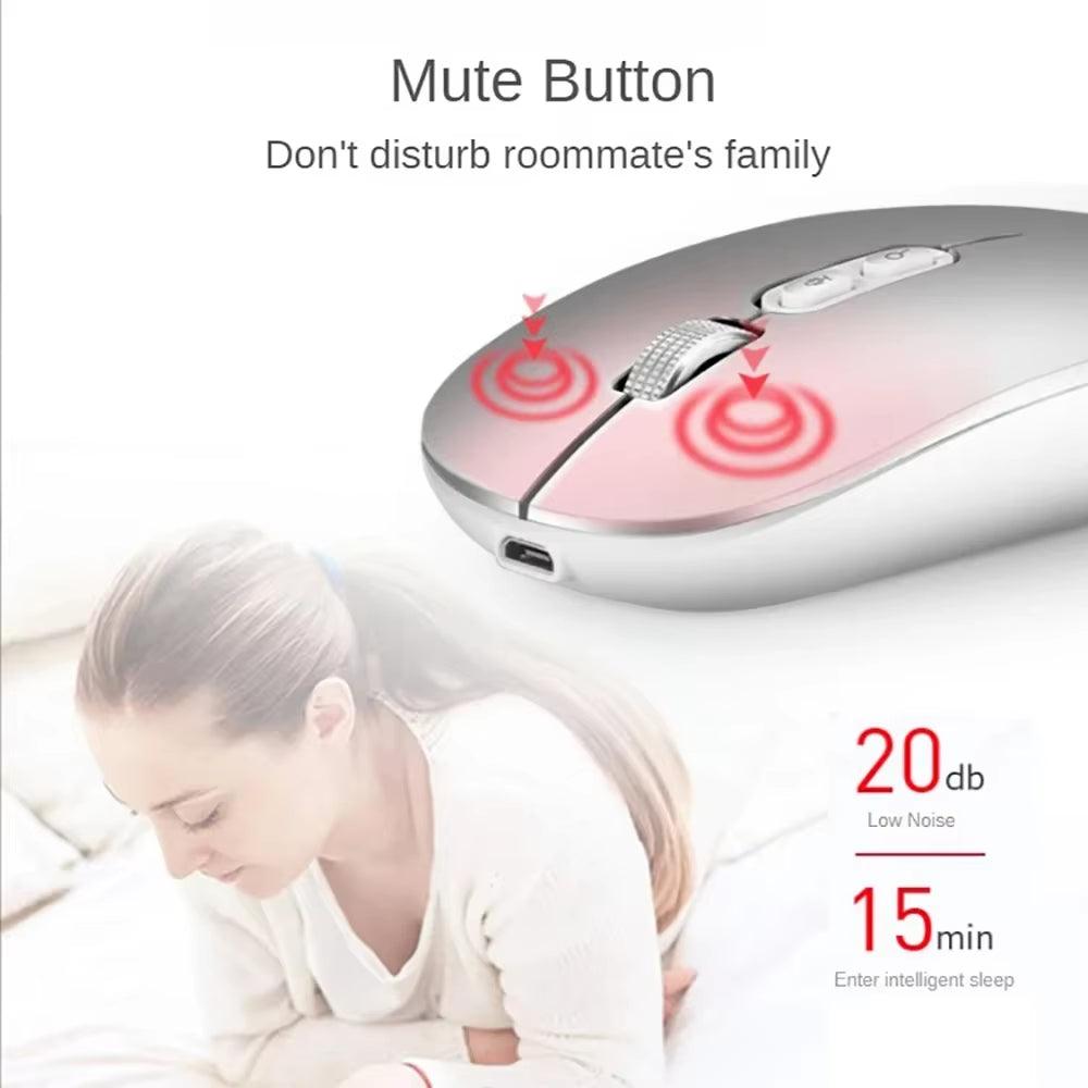 Ergonomic Wireless Mouse - 24G Bluetooth 1600DPI Silent Rechargeable for Windows Laptop