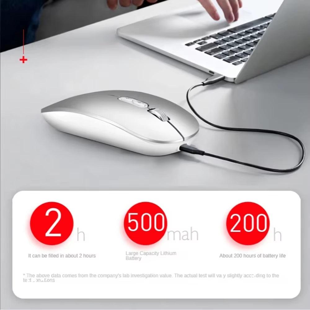 Ergonomic Wireless Mouse - 24G Bluetooth 1600DPI Silent Rechargeable for Windows Laptop