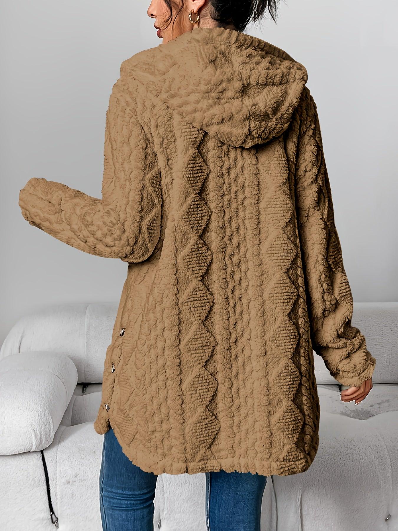 Cozy Quilted Faux Fur Cardigan - Elegant Hooded Outerwear for FallWinter