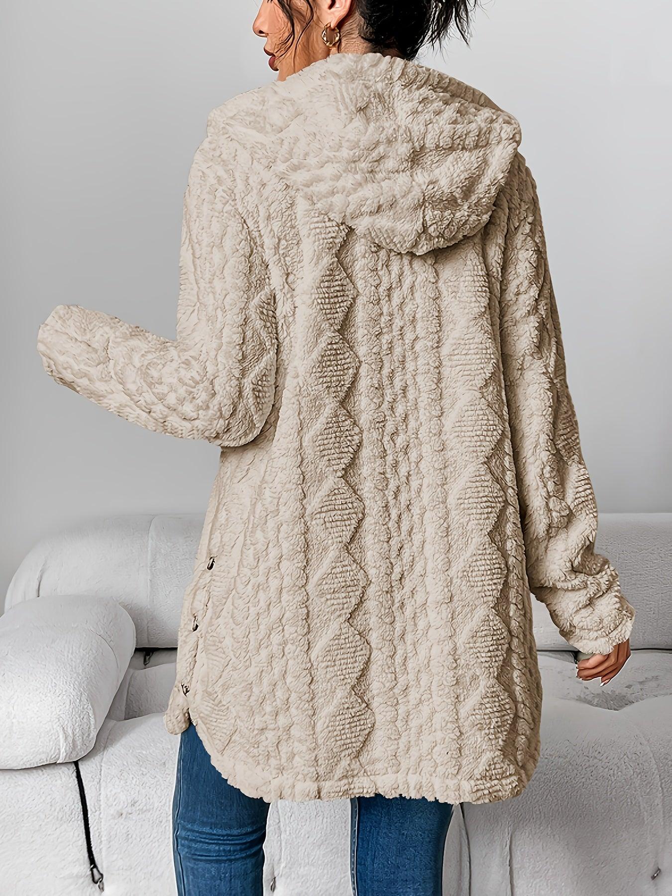 Cozy Quilted Faux Fur Cardigan - Elegant Hooded Outerwear for FallWinter