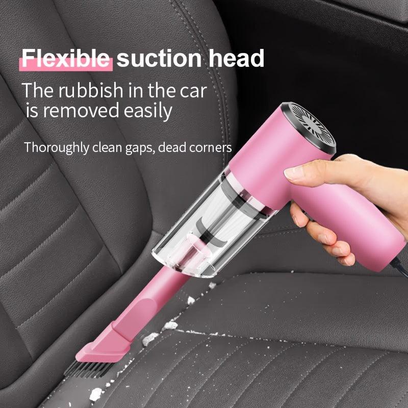 Compact 12V Car Vacuum - Handheld Wired Pet Hair Remover with Accessories