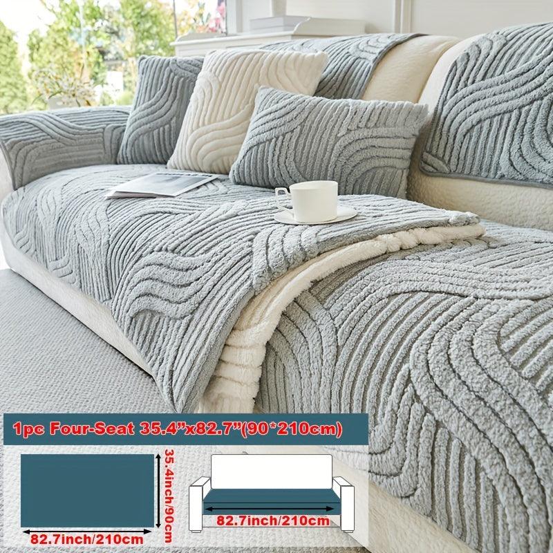 Plush Non-Slip Sofa Cover - Breathable Pet-Friendly Home Decor