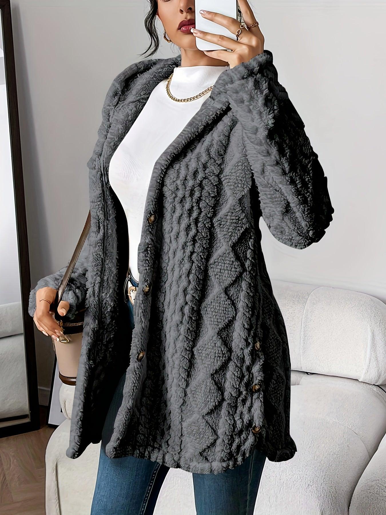 Cozy Quilted Faux Fur Cardigan - Elegant Hooded Outerwear for FallWinter