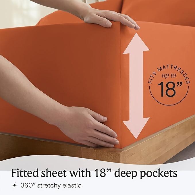 Luxury Cooling Sheet Set - 6 Pieces with Deep Pockets Soft Breathable Bedding