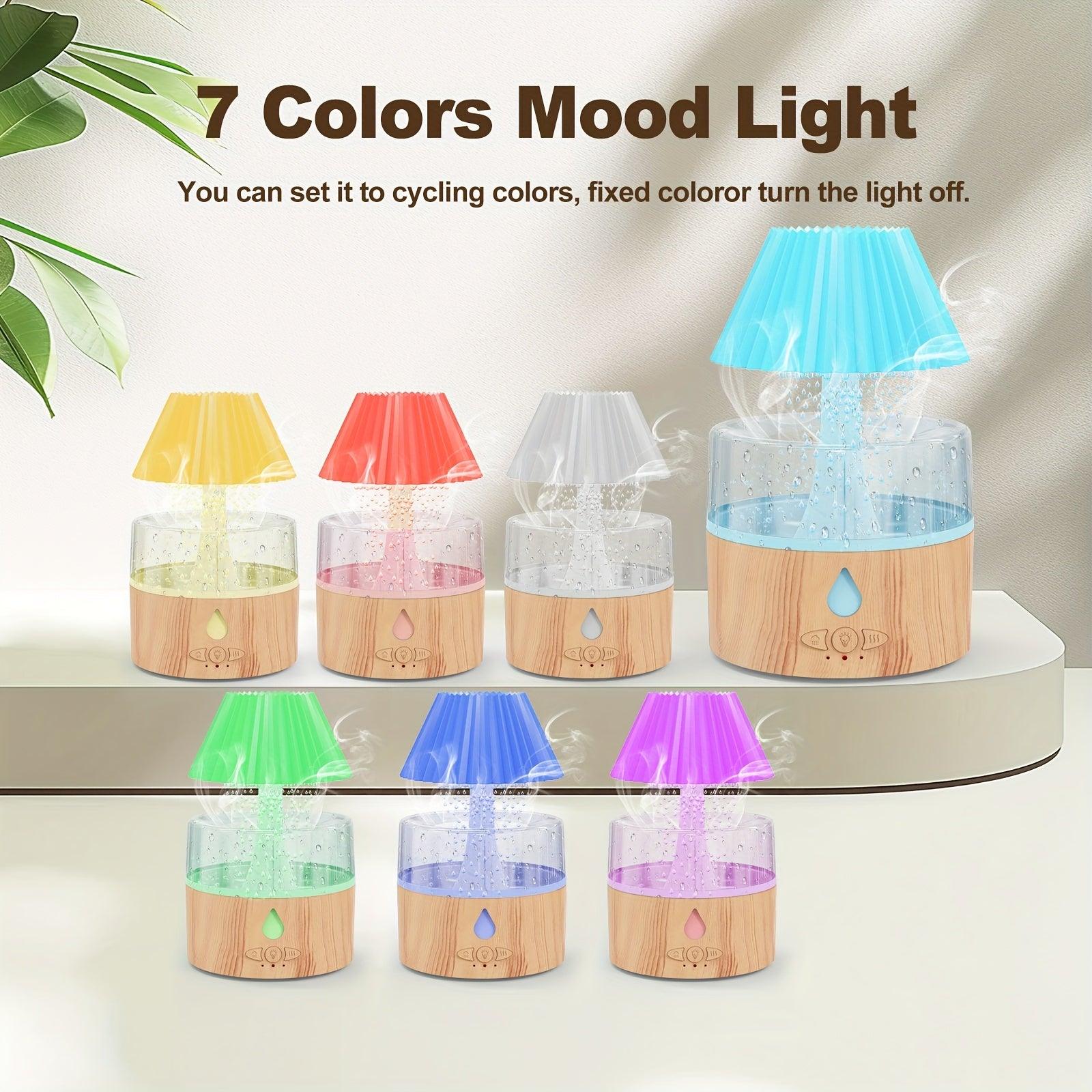 Color Changing Mushroom Aroma Diffuser  Humidifier with Rain Sound for Sleep